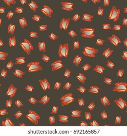 Cup of coffee or tea with dots on background seamless pattern.