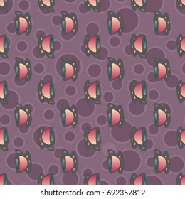 Cup of coffee or tea with dots on background seamless pattern.