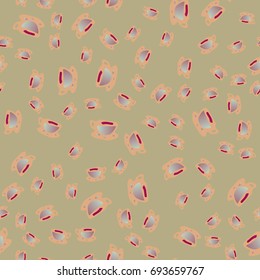 Cup of coffee or tea with dots on background seamless pattern.