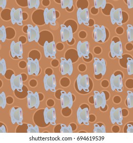 Cup of coffee or tea with dots on background seamless pattern.