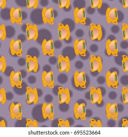 Cup of coffee or tea with dots on background seamless pattern.