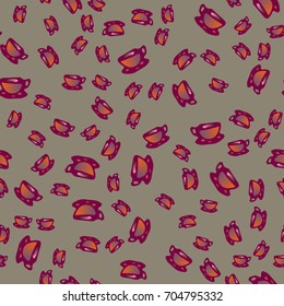 Cup of coffee or tea with dots on background seamless pattern.