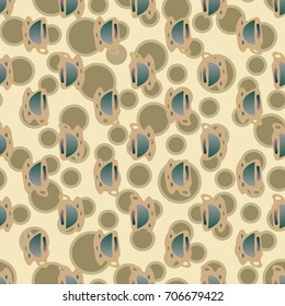 Cup of coffee or tea with dots on background seamless pattern.