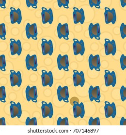 Cup of coffee or tea with dots on background seamless pattern.