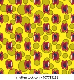 Cup of coffee or tea with dots on background seamless pattern.