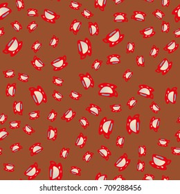 Cup of coffee or tea with dots on background seamless pattern.
