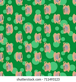 Cup of coffee or tea with dots on background seamless pattern.