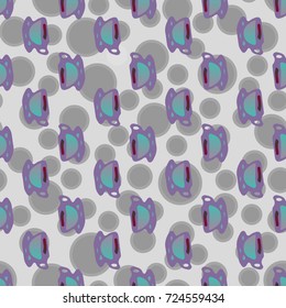 Cup of coffee or tea with dots on background seamless pattern.