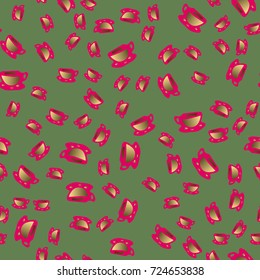 Cup of coffee or tea with dots on background seamless pattern.