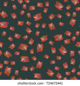 Cup of coffee or tea with dots on background seamless pattern.