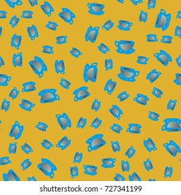 Cup of coffee or tea with dots on background seamless pattern.