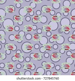 Cup of coffee or tea with dots on background seamless pattern.