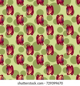 Cup of coffee or tea with dots on background seamless pattern.