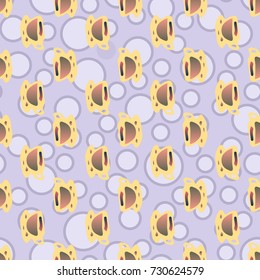 Cup of coffee or tea with dots on background seamless pattern.