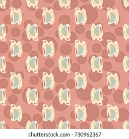 Cup of coffee or tea with dots on background seamless pattern.