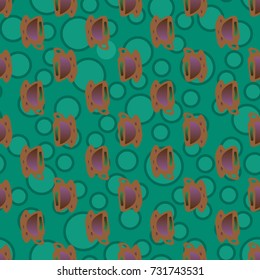 Cup of coffee or tea with dots on background seamless pattern.