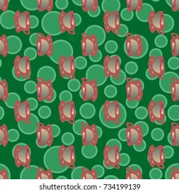 Cup of coffee or tea with dots on background seamless pattern.