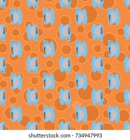 Cup of coffee or tea with dots on background seamless pattern.