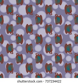 Cup of coffee or tea with dots on background seamless pattern.