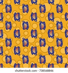 Cup of coffee or tea with dots on background seamless pattern.