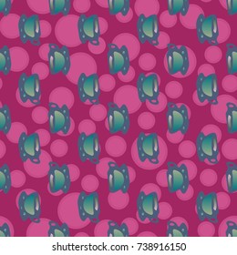 Cup of coffee or tea with dots on background seamless pattern.