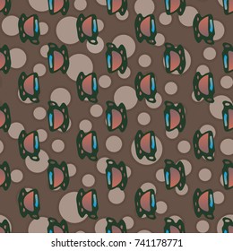 Cup of coffee or tea with dots on background seamless pattern.