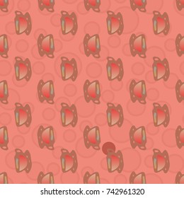 Cup of coffee or tea with dots on background seamless pattern.