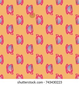 Cup of coffee or tea with dots on background seamless pattern.