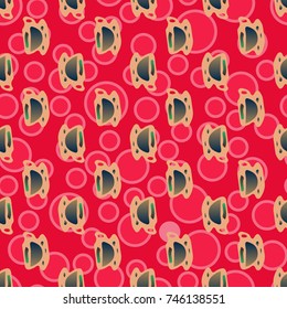Cup of coffee or tea with dots on background seamless pattern.