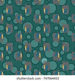 Cup of coffee or tea with dots on background seamless pattern.