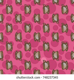 Cup of coffee or tea with dots on background seamless pattern.