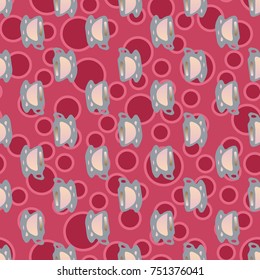 Cup of coffee or tea with dots on background seamless pattern.