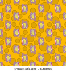 Cup of coffee or tea with dots on background seamless pattern.
