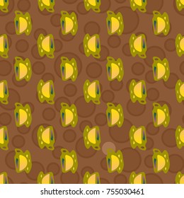 Cup of coffee or tea with dots on background seamless pattern.