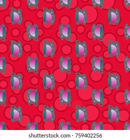 Cup of coffee or tea with dots on background seamless pattern.