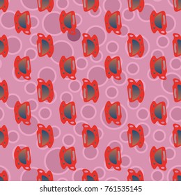 Cup of coffee or tea with dots on background seamless pattern.