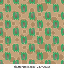 Cup of coffee or tea with dots on background seamless pattern.