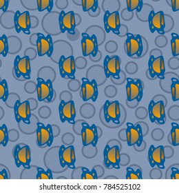 Cup of coffee or tea with dots on background seamless pattern.