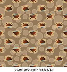 Cup of coffee or tea with dots on background seamless pattern.