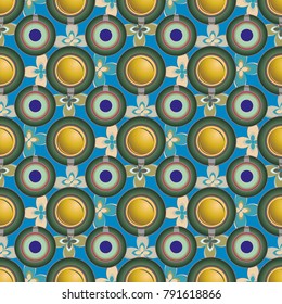 Cup of coffee or tea with dots on background seamless pattern.