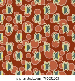 Cup of coffee or tea with dots on background seamless pattern.