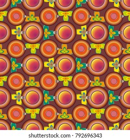Cup of coffee or tea with dots on background seamless pattern.
