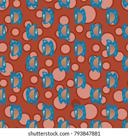 Cup of coffee or tea with dots on background seamless pattern.