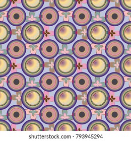Cup of coffee or tea with dots on background seamless pattern.