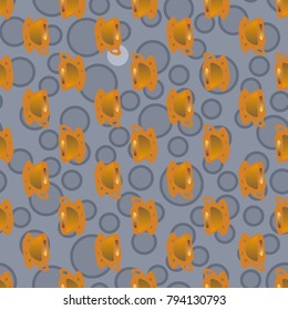Cup of coffee or tea with dots on background seamless pattern.