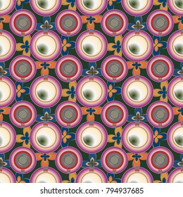 Cup of coffee or tea with dots on background seamless pattern.