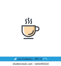 Cup (Coffee, Tea, Espresso) Icon / Vector - In Color Design