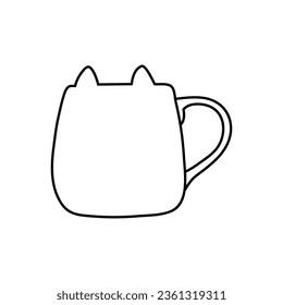 Cup of coffee. Cup of tea. Hot drink. Isolated editable outline icon. Pictogram black on white background. Lined symbol.