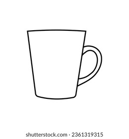 Copa de café. Taza de té. Bebida caliente. Icono de esquema editable aislado. Pictograma negro sobre fondo blanco. Símbolo en línea.