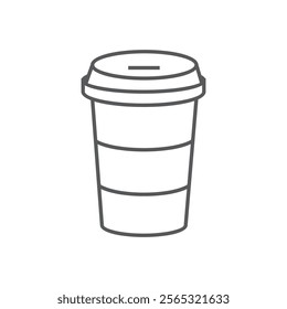 Cup of coffee. Cup of tea. Hot drink. Isolated editable outline icon. Pictogram black on white background. Lined symbol